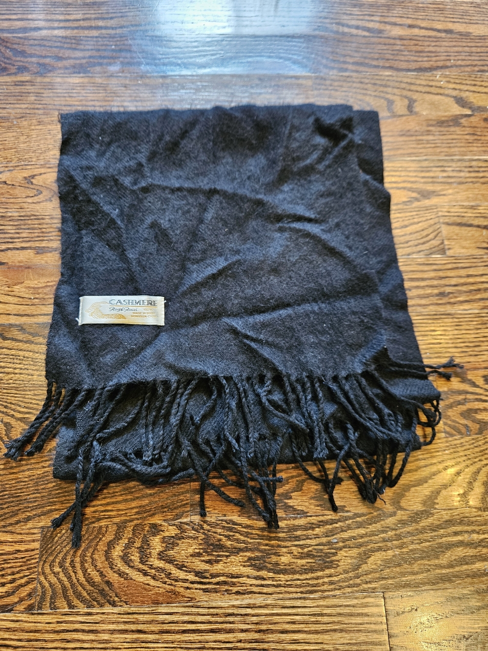 Blend Black Fringe Scarf - Luxurious Men's Accessory Royal Rossi 100% Cashmere